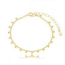 Pulseira semijoia corrente bolinhas lisas banho ouro 18k 21cm