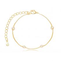 Pulseira Semijoia Veneziana Com Pérola Banho Ouro 18k 19cm