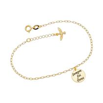 Pulseira Sempre Foi Deus com Espírito Santo Folheado a Ouro Pulseira Sempre Foi Deus com Espírito Santo Folheado a Ouro