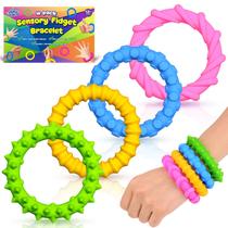 Pulseira Sensorial de Borracha com Peixinhos - Pacote com 4 Unidades para Crianças