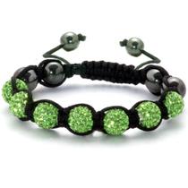 Pulseira Shambala Cor Verde Com Cristais