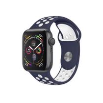 Pulseira Silicone Compatível Com Apple Watch 38/40/41mm Azul e Branca Gorila Shield