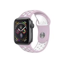 Pulseira Silicone Compatível Com Apple Watch 38/40/41mm Rosa e Branca Gorila Shield