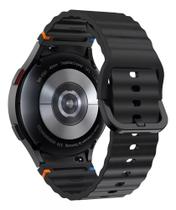 Pulseira Silicone Compavel Com Galaxy Watch 4 5 6 7 Fe 40mm 42mm 43mm 44mm 45mm 46mm 47mm Preto