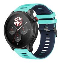 Pulseira Silicone Esportiva compatível com GTR4 GTR 4 A2166 / Stratos 2 2s 3 - Verde Água com Azul Pulseira Silicone Esportiva compatível com GTR4 GTR 4 A2166 / Stratos 2 2s 3 - Verde Água com Azul