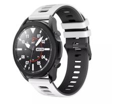 Pulseira Silicone Esportiva Para Galaxy Watch 3 45mm Cor Branco Com Preto - 123smart