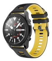 Pulseira Silicone Esportiva Para Galaxy Watch 3 45mm Cor Preto Com Amarelo - 123smart