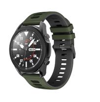 Pulseira Silicone Esportiva Para Galaxy Watch 3 45mm Cor Verde Escuro Com Preto - 123smart