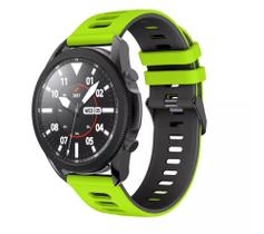 Pulseira Silicone Esportiva Para Galaxy Watch 3 45mm Cor Verde Limão Com Cinza - 123smart