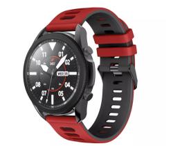 Pulseira Silicone Esportiva Para Galaxy Watch 3 45mm Cor Vermelho Com Preto - 123smart