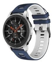 Pulseira Silicone Esportiva Para galaxy Watch 46 E Gear S3 Cor Azul Marinho Com Branco - 123smart