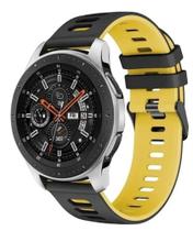 Pulseira Silicone EsportivaPara Watch 46 E Gear S3 Cor Preto Com Amarelo