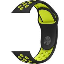 Pulseira Silicone Para Smartwatch 42/44Mm Preto E Verde Neon