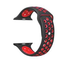 Pulseira Silicone Para Smartwatch 42/44Mm - Preto E Vermelho