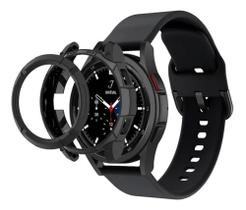 Pulseira Silicone Preto +case Coroa Preto Galaxy Watch4 / Watch 4 Classic 46mm