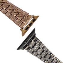 Pulseira Smartwatch Kit 2 Pulseiras Luxo Pedra Strass Aço 3 Elos inteligente