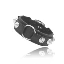 Pulseira Spike bracelete de rock roqueiro masculina feminina em material ecológico preto fivela