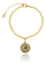 Pulseira Suellen Corrente Elo Português medalha frase Pequeno Príncipe banhada em ouro 18k