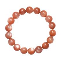 Pulseira Sunstone para mulheres com miçangas laranjas redondas de 10-11 mm Pulseira Sunstone para mulheres com miçangas laranjas redondas de 10-11 mm