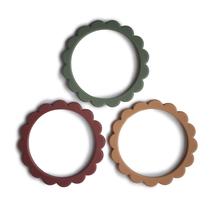 Pulseira Teether Mushie Flower, pacote com 3 unidades, tomilho seco natural Pulseira Teether Mushie Flower, pacote com 3 unidades, tomilho seco natural