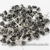 Pulseira Terço de Pedra Onix Rolado em Gaiola Prateada - Pacote com 5 Unidades Pulseira Terço de Pedra Onix Rolado em Gaiola Prateada - Pacote com 5 Unidades