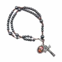 Pulseira Terço de Pulso das Mãos Ensanguentadas de Jesus Hematita Pulseira Terço de Pulso das Mãos Ensanguentadas de Jesus Hematita