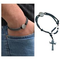 Pulseira Terço de Pulso Fé Hematita 4 mm