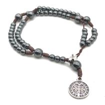 Pulseira Terço De Pulso Medalha De São Bento Hematita Pulseira Terço De Pulso Medalha De São Bento Hematita