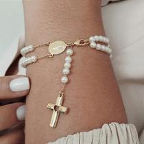 Pulseira Terço Dupla Nossa Senhora das Graças Lisa ou Pérolas