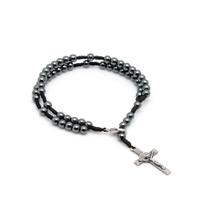 Pulseira terco hematita com fecho - 4mm