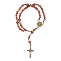 Pulseira Terço Medalha de São Bento Madeira 4 mm