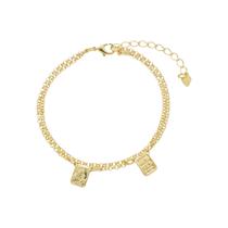 Pulseira Terço N.S. Carmo e S. Coração Jesus Banho de Ouro 18k