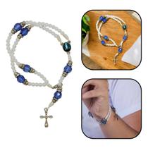 Pulseira Terço Nossa Senhora de Fátima Pérola 4 mm