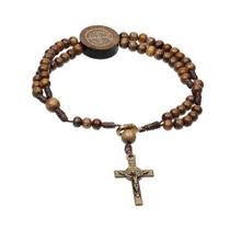 Pulseira Terço São Bento Madeira Imbuia Com Crucifixo Pulseira Terço São Bento Madeira Imbuia Com Crucifixo