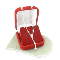 Pulseira Terço Unissex 18 A 23Cm 4Mm Folheada Prata Pl447 Pulseira Terço Unissex 18 A 23Cm 4Mm Folheada Prata Pl447