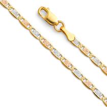 Pulseira The World Jewelry Center 14 quilates, ouro tricolor, 2,5 mm e 18 cm Pulseira The World Jewelry Center 14 quilates, ouro tricolor, 2,5 mm e 18 cm