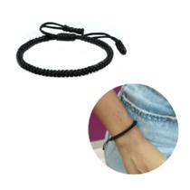 Pulseira Tibetana Ajustável Regulável Preta Masculina Feminina