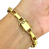 Pulseira Tijolinho 8mm Fecho Gaveta Banhado a Ouro 18K