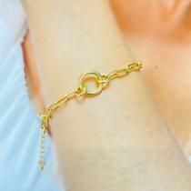 Pulseira Tijolinho Largo Com Círculo para Pingente Pulseira Tijolinho Largo Com Círculo para Pingente