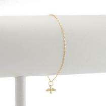 Pulseira Tijolinho Pingente Espirito Santo 18 Cm. Ouro 18k
