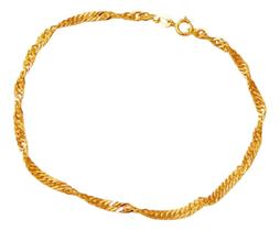 Pulseira Torcida Singapura 19cm Ouro 18k Pulseira Torcida Singapura 19cm Ouro 18k