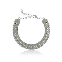 Pulseira Torino Malha Ziper - Banho Ródio Branco Pulseira Torino Malha Ziper - Banho Ródio Branco