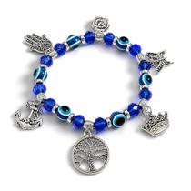 Pulseira Tornozeleira Olho Grego Azul Luxo Protecao Espiritual Sorte