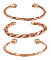 Pulseira Touchstone Copper Magnetic Tibetan Style, conjunto de 3