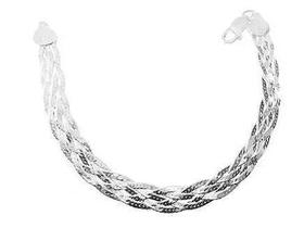 Pulseira Trançada Com 6 Fios Italiana Em Prata 925