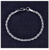 Pulseira Trançada cordão Baiano Prata em Aço inox