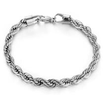 Pulseira Trançada Cordão Torcido 4mm Aço Inox 316l