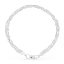 Pulseira Trançada Italiana Feminina 3 Fios Em Prata 925 Pulseira Trançada Italiana Feminina 3 Fios Em Prata 925