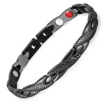 Pulseira Trançada Unissex Magnética Titanium - Aço Inox Preto