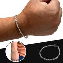 Pulseira Trançado Baiano 4mm Masculino Aço Inox Legitimo Pulseira Trançado Baiano 4mm Masculino Aço Inox Legitimo